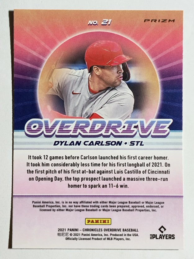 2021 Panini Overdrive Purple Velocity #21 Dylan Carlson
