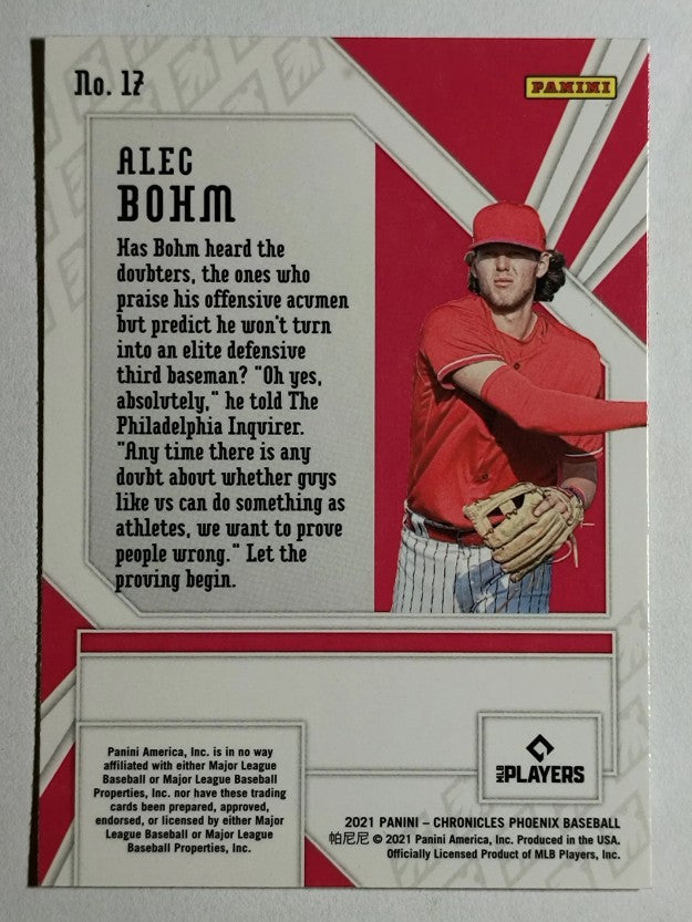 2021 Panini Phoenix Purple Velocity #17 Alec Bohm