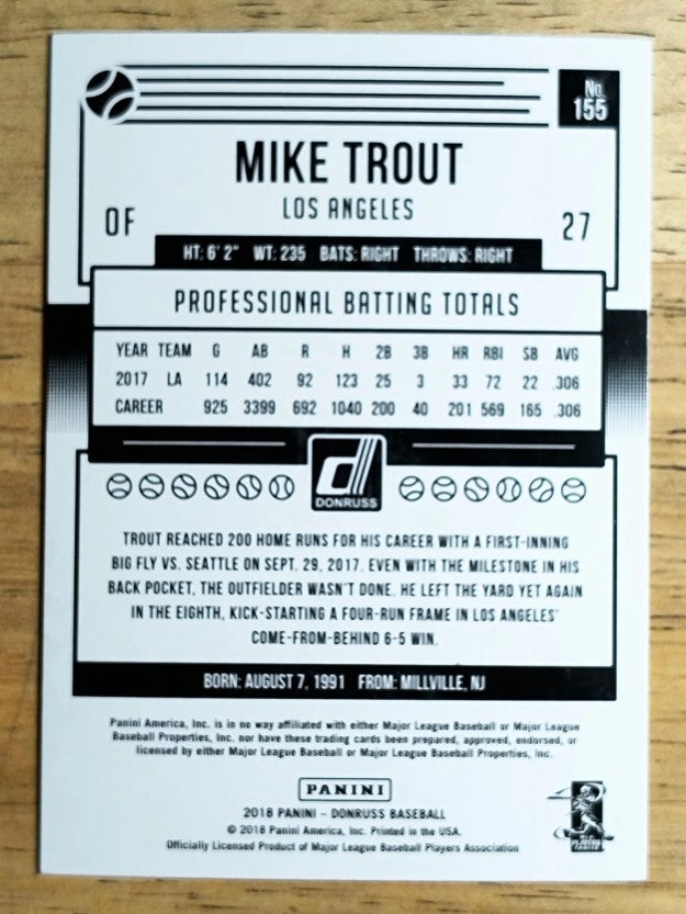 2018 Donruss Variations #155 Mike Trout