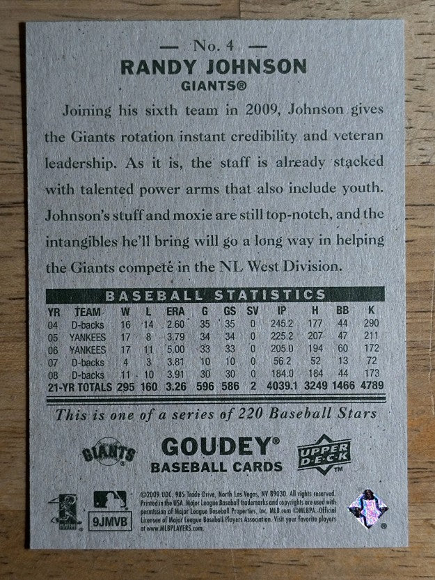 2009 Upper Deck Goudey #4 Randy Johnson