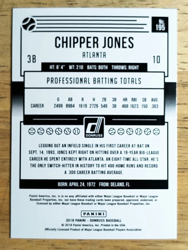 2018 Donruss Variations #195 Chipper Jones