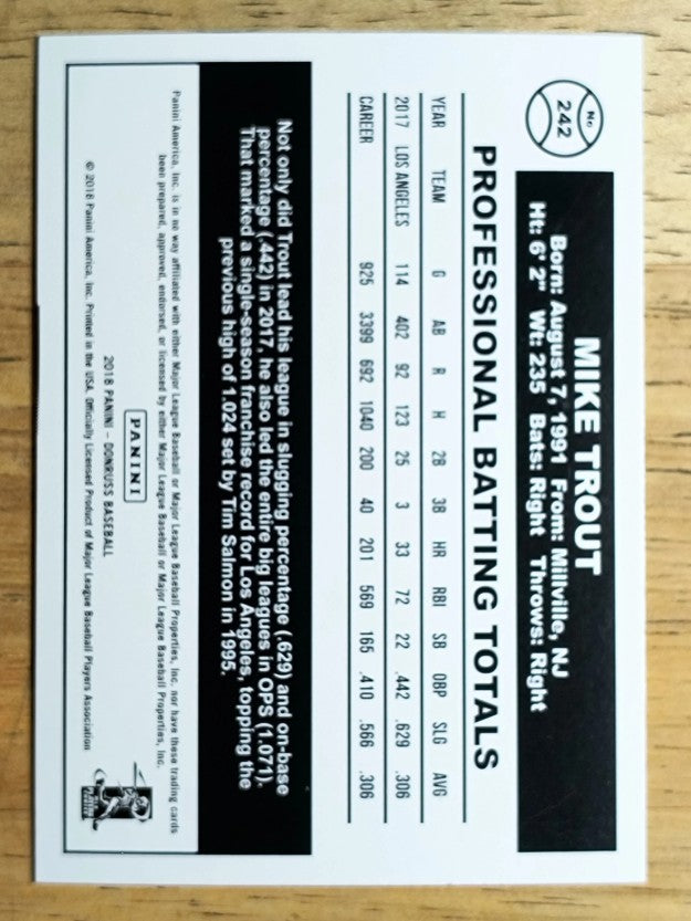 2018 Donruss Variations #242 Mike Trout RETRO