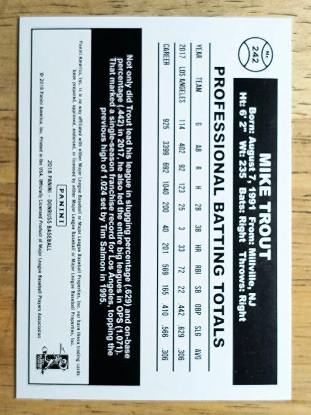 2018 Donruss Variations #242 Mike Trout RETRO