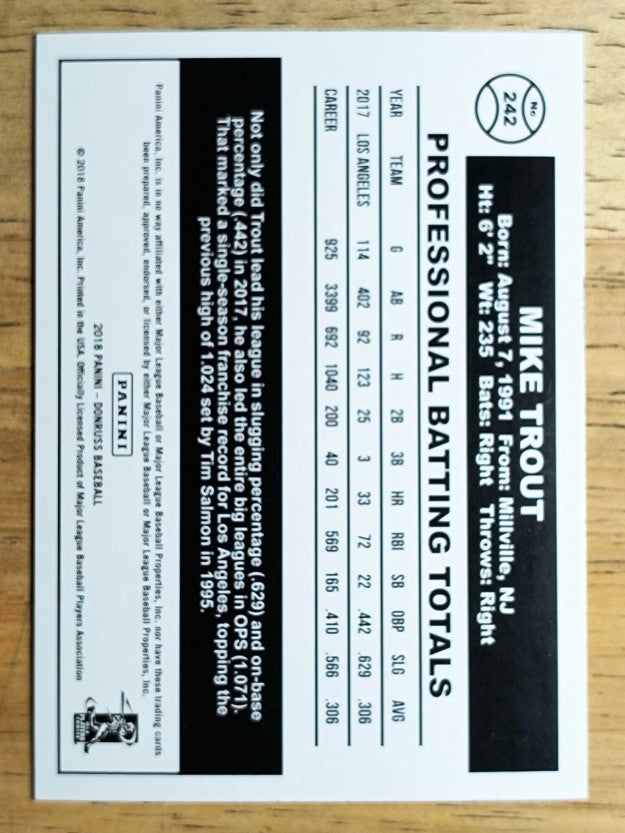 2018 Donruss Variations #242 Mike Trout RETRO