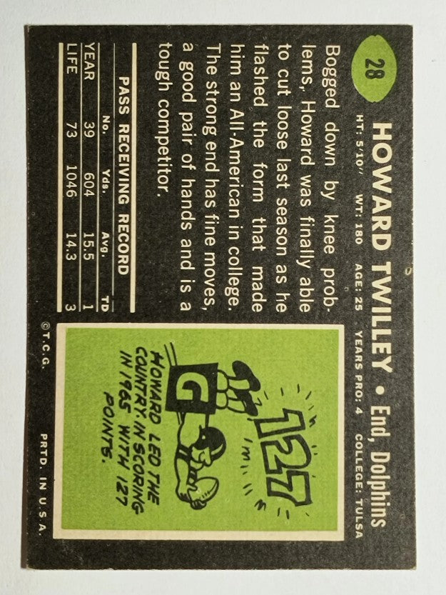 1969 Topps #28 Howard Twilley (EXMT)