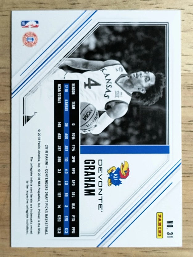 2018-19 Panini Contenders Draft Picks Game Day Tickets #31 Devonte' Graham