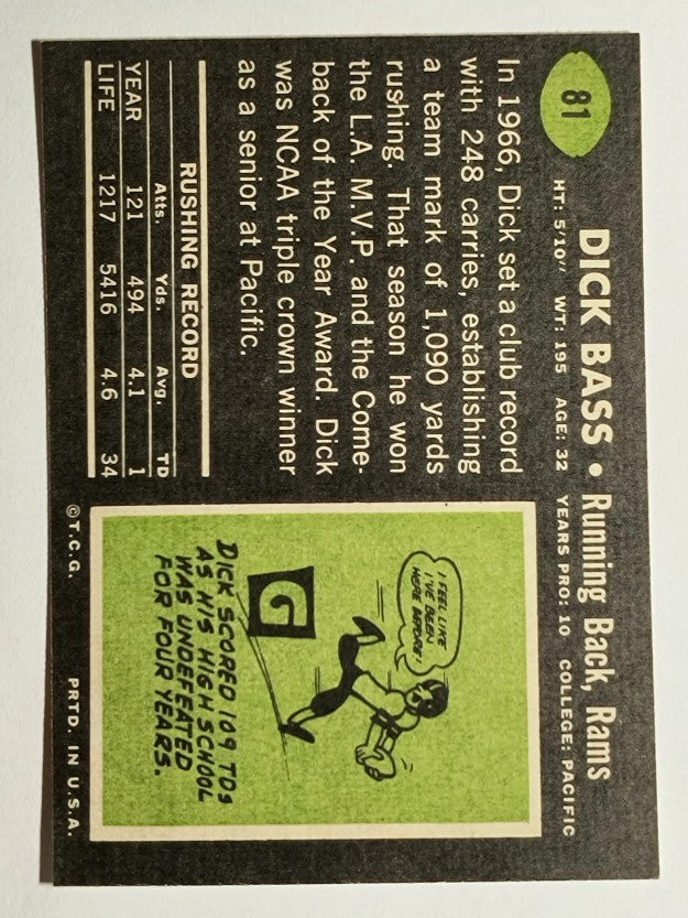 1969 Topps #81 Dick Bass (NM)