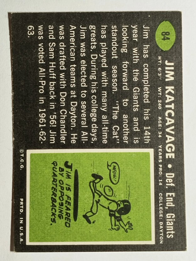 1969 Topps #84 Jim Katcavage (EX)