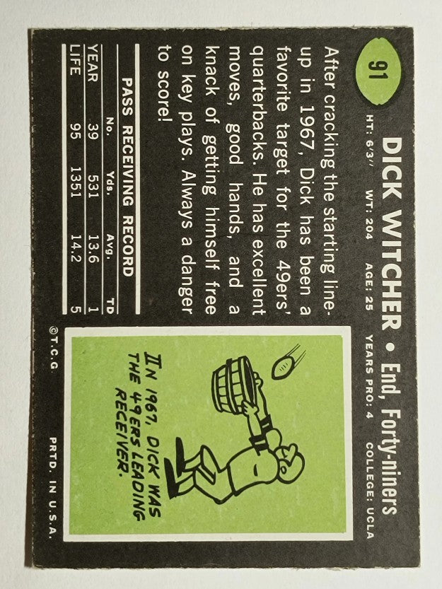 1969 Topps #91 Dick Witcher RC (EXMT)