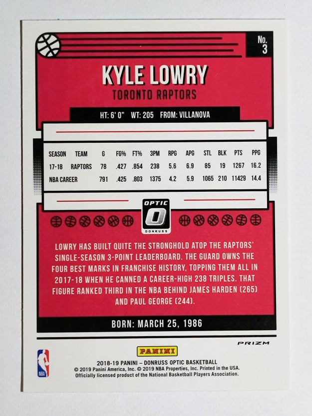 2018-19 Donruss Optic Holo #3 Kyle Lowry