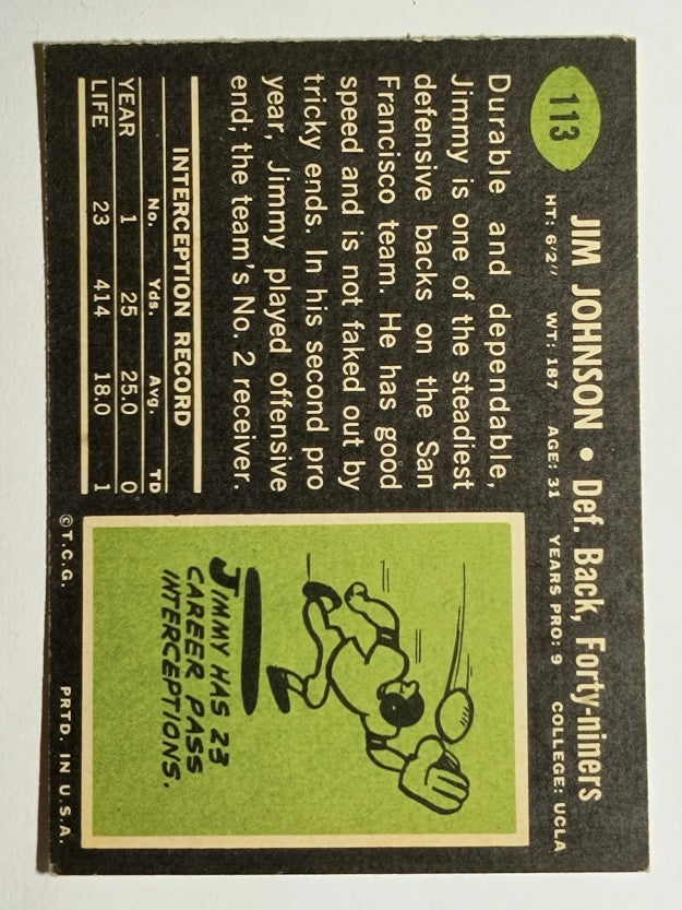 1969 Topps #113 Jim Johnson (EXMT)