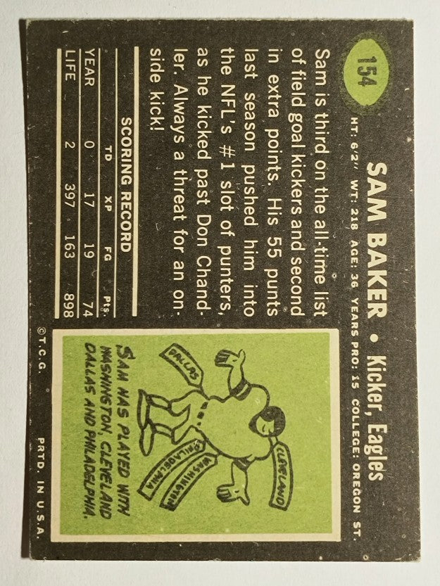 1969 Topps #154 Sam Baker (EX)