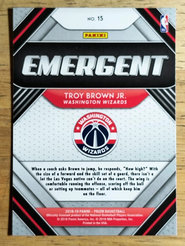 2018-19 Panini Prizm Emergent #15 Troy Brown Jr.