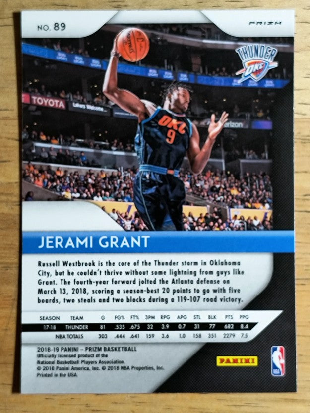 2018-19 Panini Prizm Prizms Red White and Blue #89 Jerami Grant