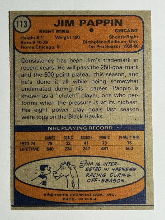 1974-75 Topps #113 Jim Pappin (NM)