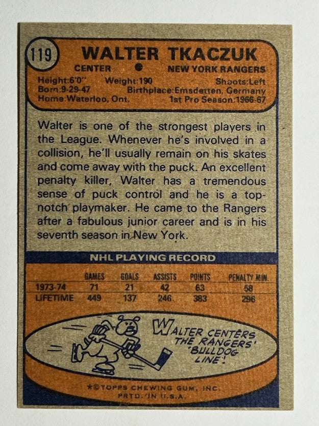1974-75 Topps #119 Walt Tkaczuk (EXMT)
