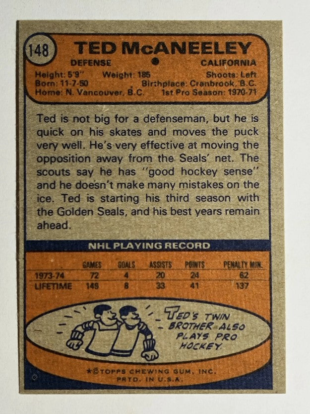 1974-75 Topps #148 Ted McAneeley (NM)