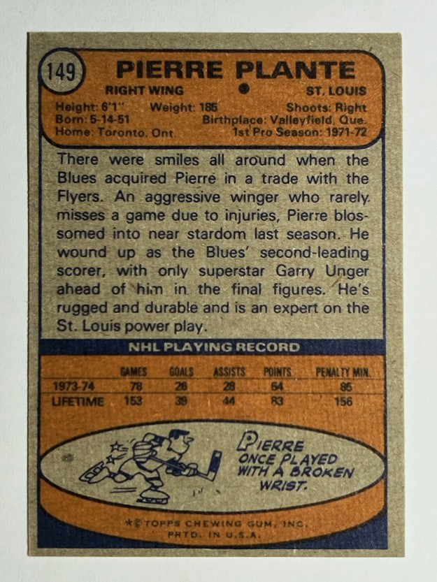 1974-75 Topps #149 Pierre Plante (NM)