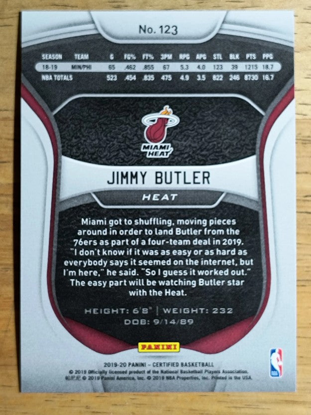 2019-20 Certified Mirror Blue #123 Jimmy Butler