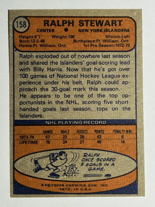 1974-75 Topps #158 Ralph Stewart (NM)