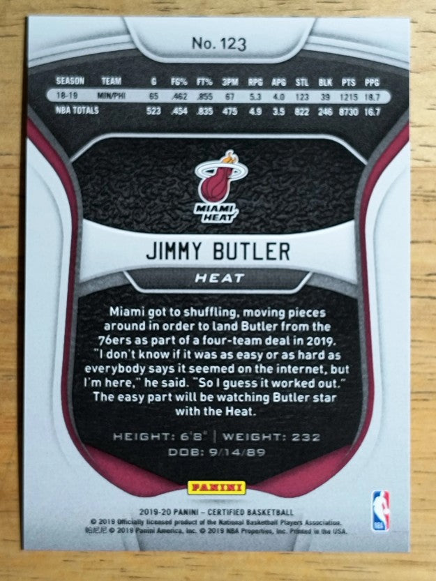 2019-20 Certified Mirror Blue #123 Jimmy Butler