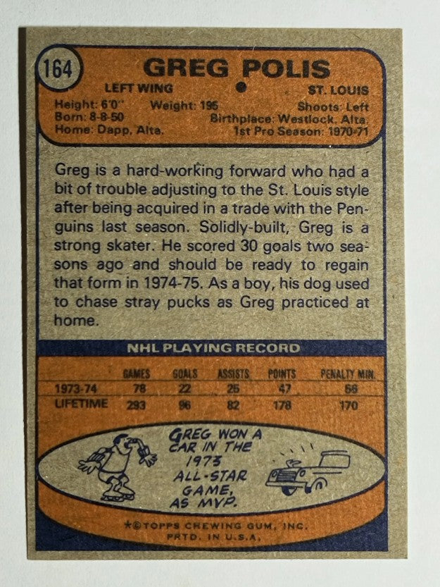1974-75 Topps #164 Greg Polis (EXMT)