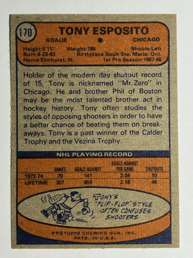 1974-75 Topps #170 Tony Esposito (EXMT)
