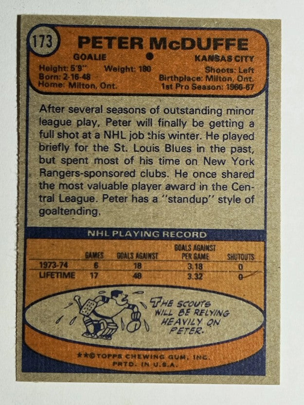 1974-75 Topps #173 Peter McDuffe (EXMT)