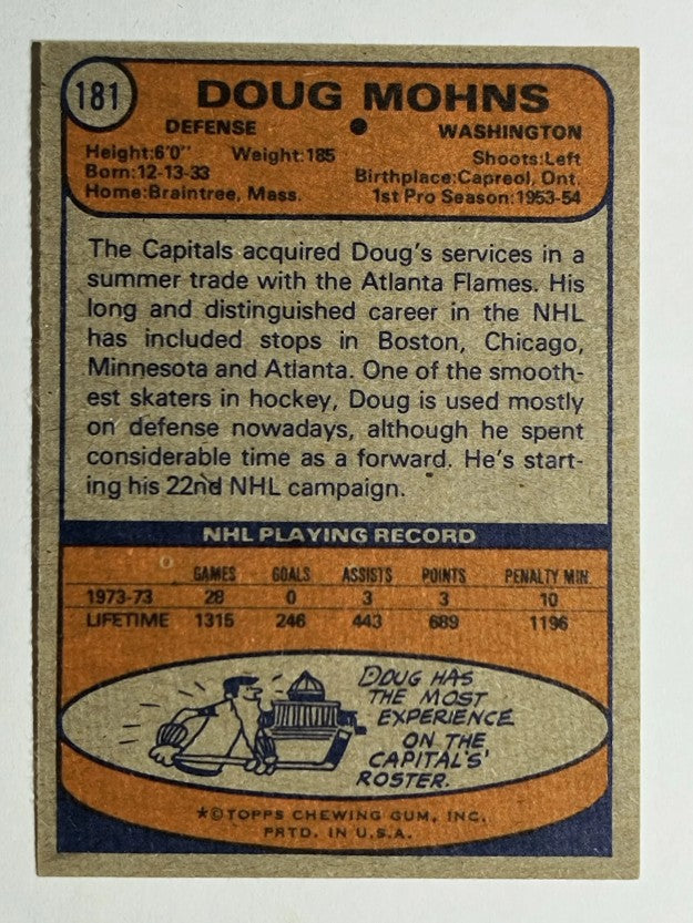 1974-75 Topps #181 Doug Mohns (NM)