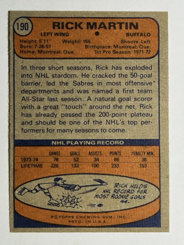 1974-75 Topps #190 Richard Martin (MINT)