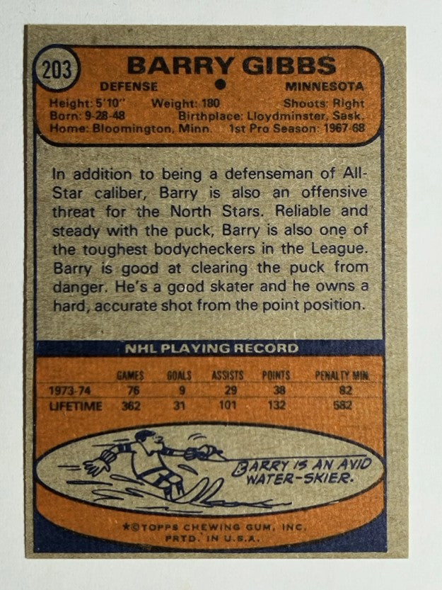 1974-75 Topps #203 Barry Gibbs (NM)