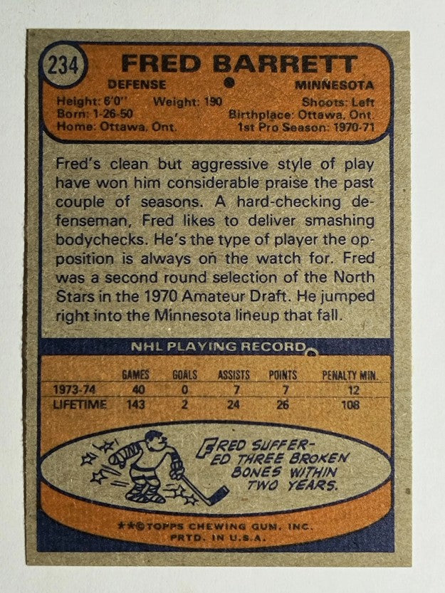 1974-75 Topps #234 Fred Barrett (EXMT)