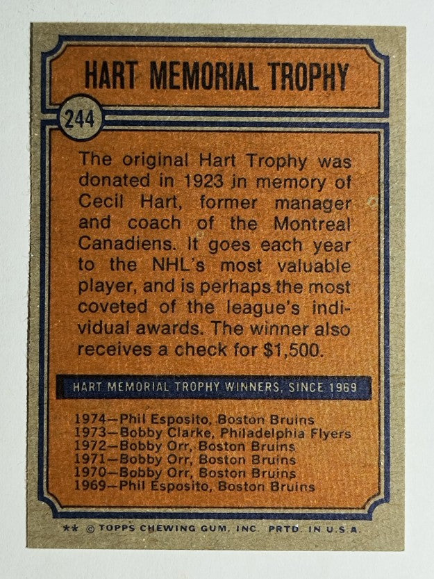1974-75 Topps #244 Phil Esposito Hart (NM)