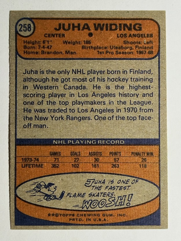 1974-75 Topps #258 Juha Widing (EXMT)