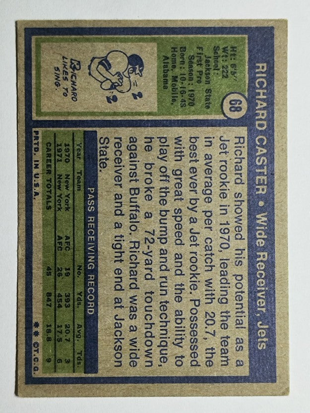 1972 Topps #68 Richard Caster RC (VG)