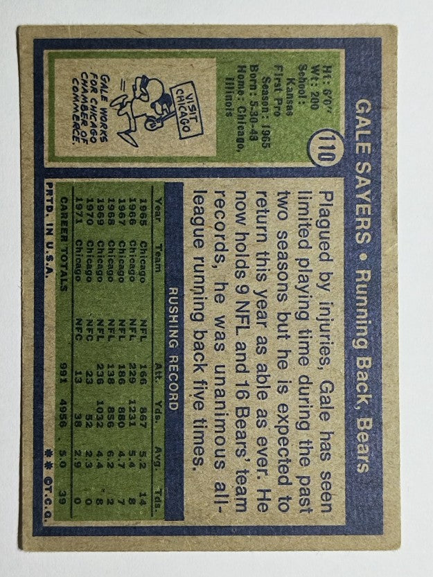 1972 Topps #110 Gale Sayers (VGEX)