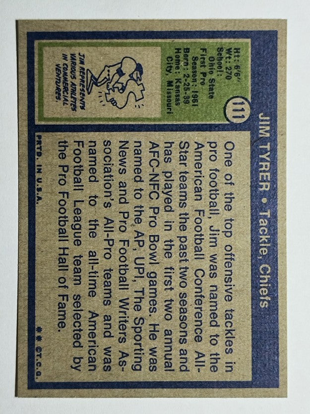 1972 Topps #111 Jim Tyrer (GOOD)