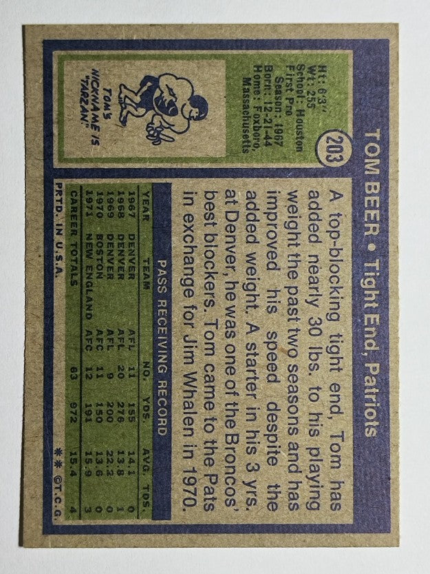 1972 Topps #203 Tom Beer (NM)