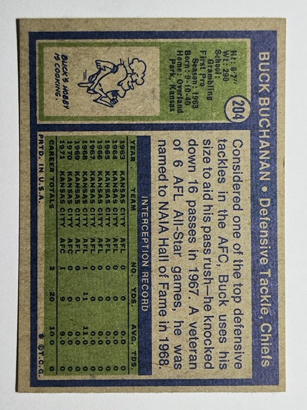 1972 Topps #204 Buck Buchanan (EX)