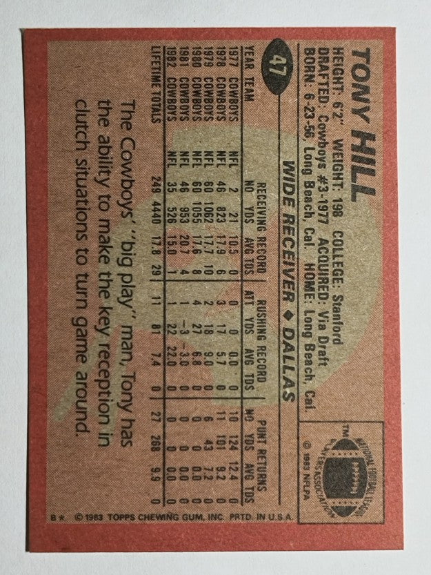 1983 Topps #47 Tony Hill