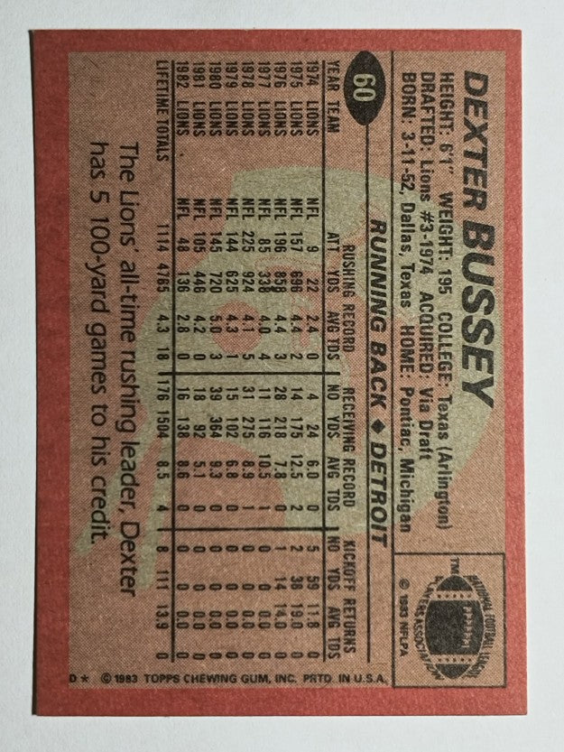 1983 Topps #60 Dexter Bussey