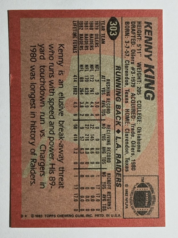 1983 Topps #303 Kenny King