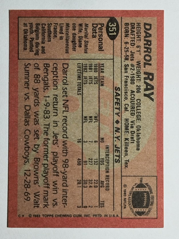 1983 Topps #351 Darrol Ray