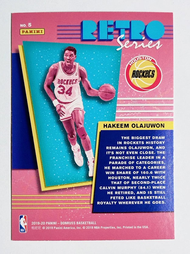 2019-20 Donruss Retro Series #5 Hakeem Olajuwon