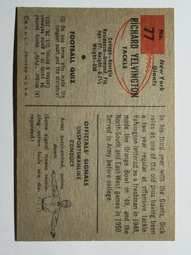 1954 Bowman #77 Dick Yelvington SP RC (EXMT)