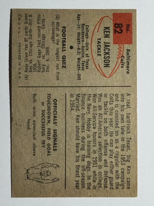 1954 Bowman #82 Ken Jackson SP RC (EX)