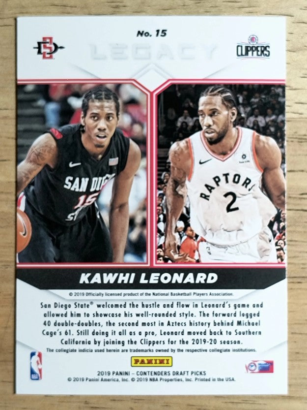 2019-20 Panini Contenders Draft Picks Legacy #15 Kawhi Leonard