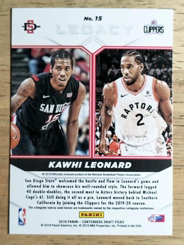 2019-20 Panini Contenders Draft Picks Legacy #15 Kawhi Leonard