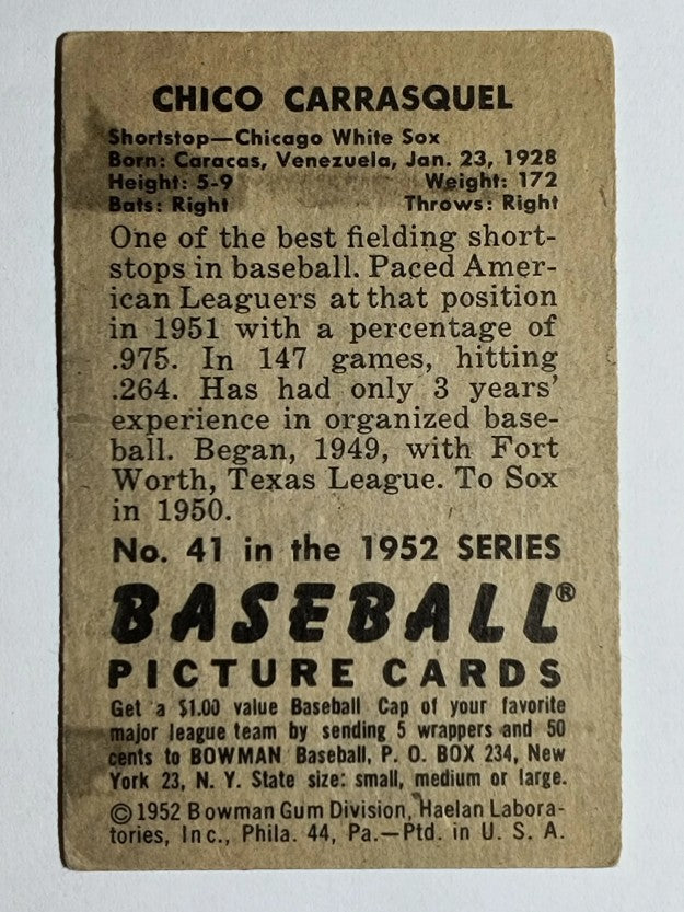1952 Bowman #41 Chico Carrasquel (VG)