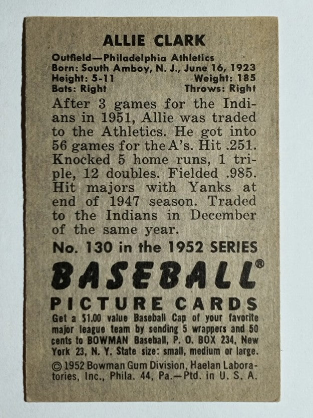 1952 Bowman #130 Allie Clark (EX)